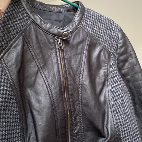 Jackets & Blazers - Trouve` Soft Leather and Tweed Biker Jacket Zipper Front and Cuffs, size M